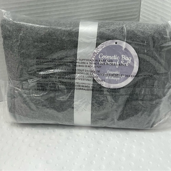 Women's Cosmetic Bag & Scarf Set, Heather Gray, Embellished and Prepackaged Wrap - Picture 2 of 4
